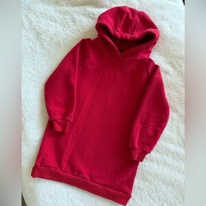 Red Hooded Sweatshirt Dress